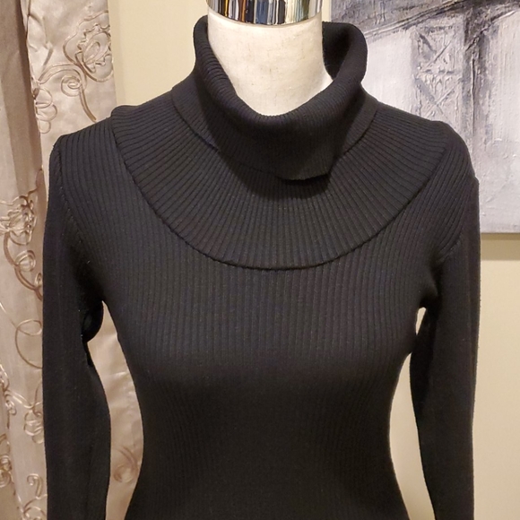 Black Turtleneck Mini Dress - Picture 3 of 7